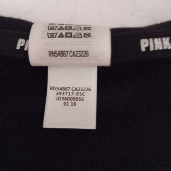 Victoria Secret Pink SZ XS. Black W/Silver Dogs & Logo. Sequin Accents - Picture 6 of 11